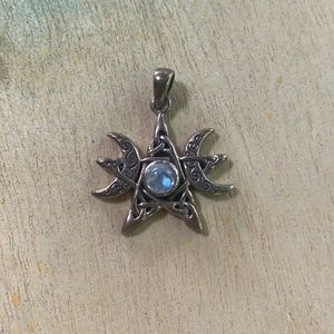 Moonstone Sterling Silver Pendant Pagan